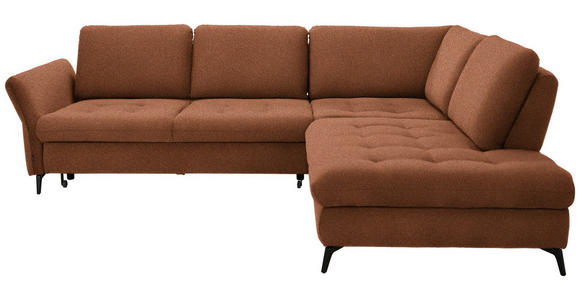 ECKSOFA in Bouclé Cognac  288/233 cm  - Cognac/Schwarz, Natur, Textil/Metall (288/233cm) - Valnatura