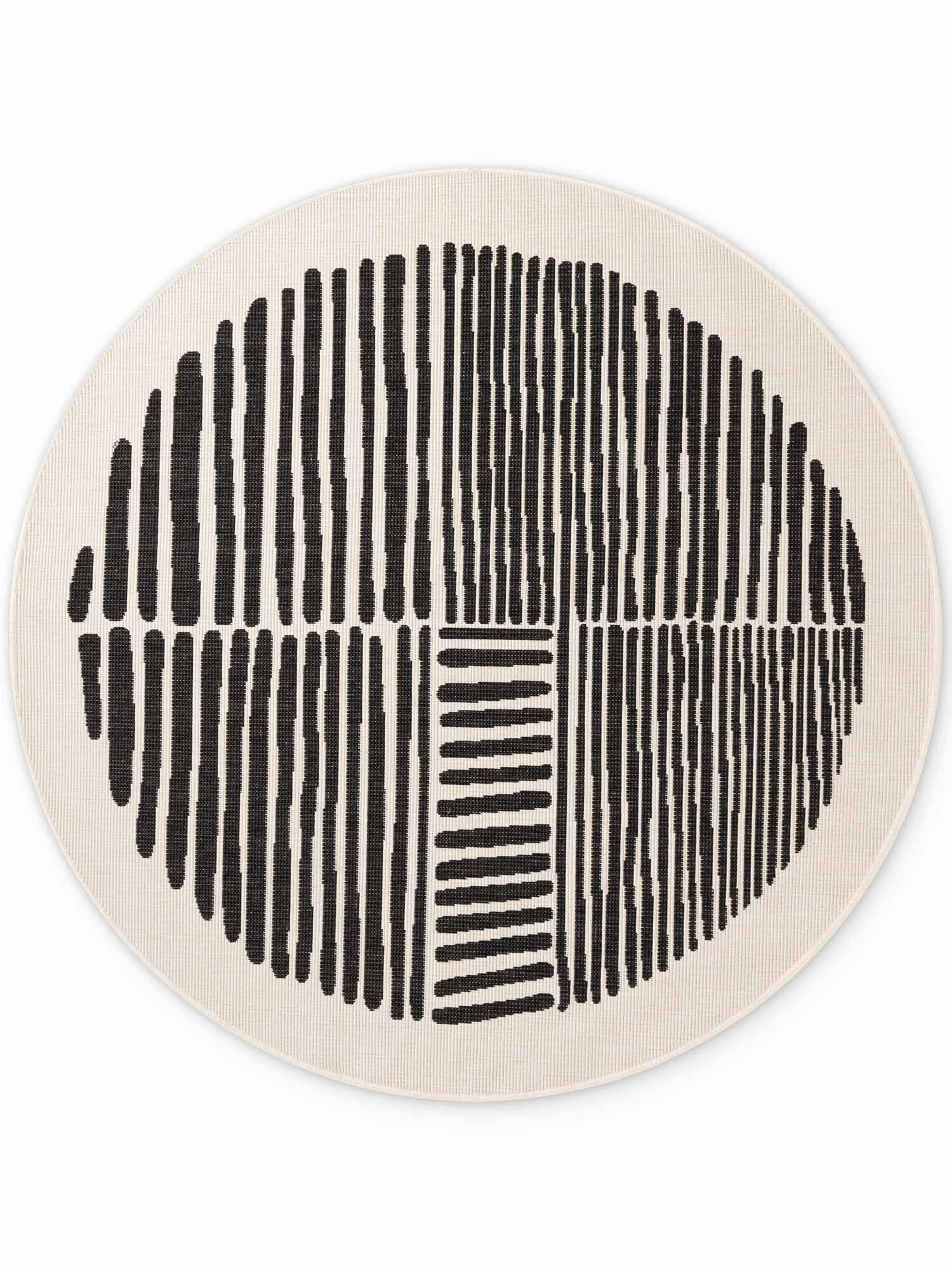 FLACHWEBETEPPICH 160 cm Haringey Schwarz, Weiß rund  - Schwarz/Weiß, Basics, Kunststoff (160cm)