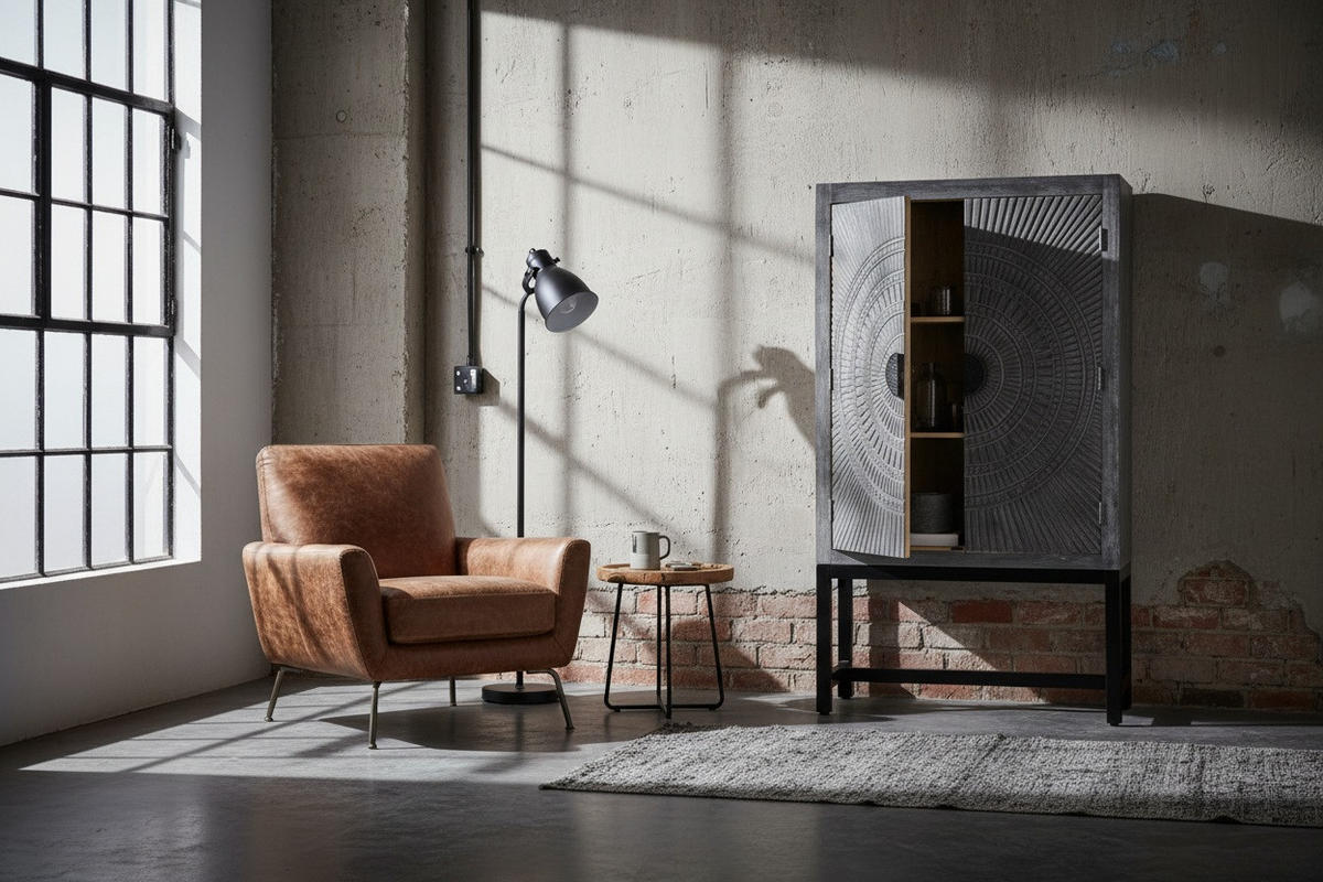 MEHRZWECKSCHRANK 107/189/40 cm  in Grau, Schwarz  - Schwarz/Grau, LIFESTYLE, Holz/Metall (107/189/40cm) - Milino