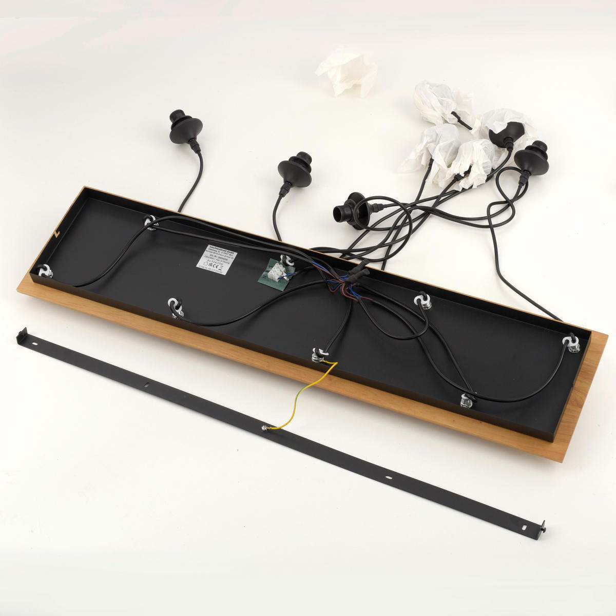 PENDELLEUCHTE Zea 94/28/65-120 cm   - Schwarz, Natur, Glas/Holz (94/28/65-120cm)