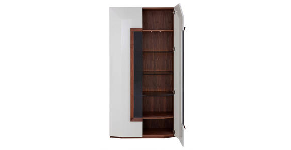 VITRINE in furniert Nussbaum Weiß, Nussbaumfarben - Nussbaumfarben/Weiß, Design, Holz/Holzwerkstoff (100/200/46cm) - Ambiente