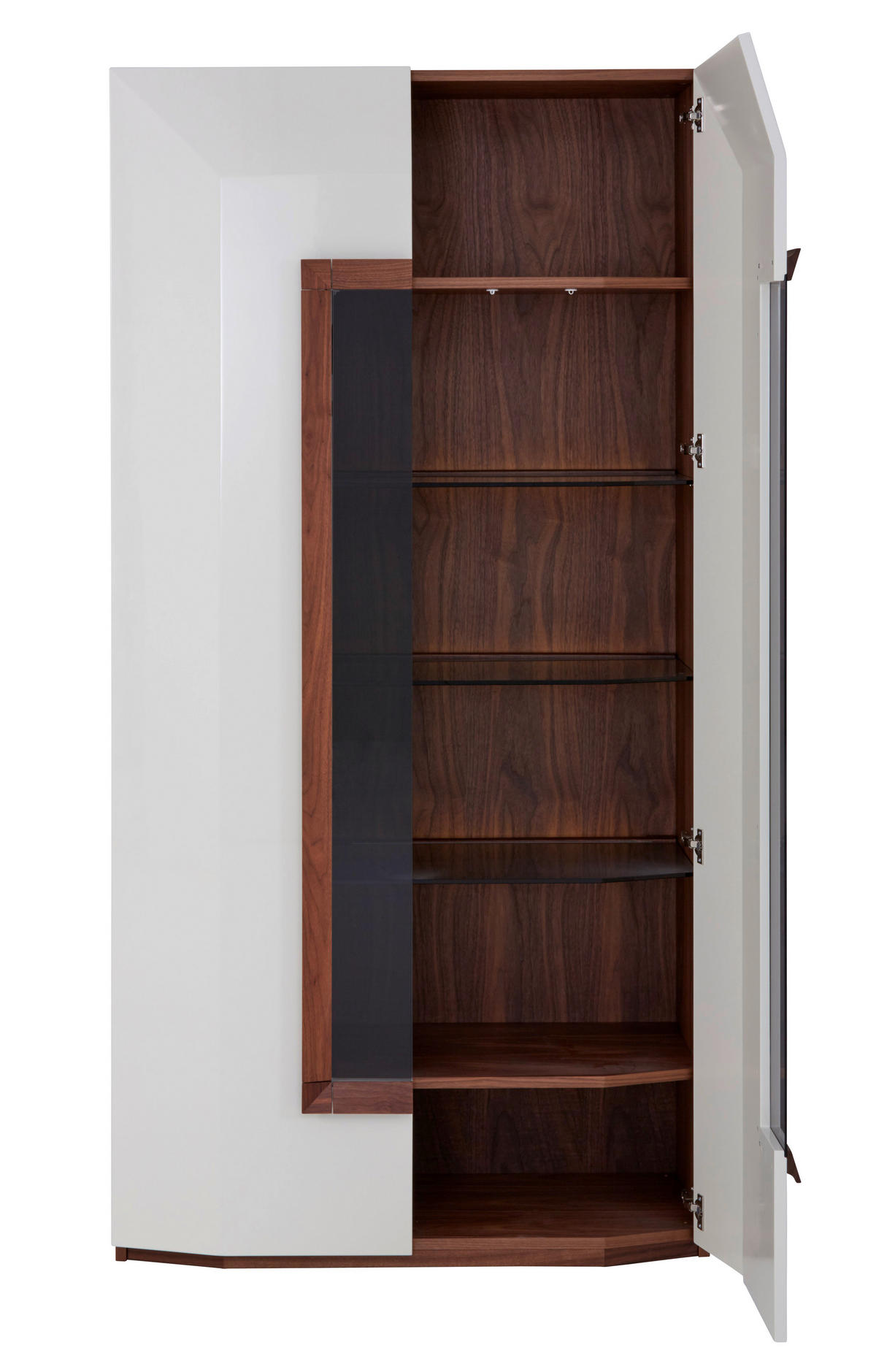 VITRINE Porto Weiss, Nussbaumfarben  100/200/46 cm  - Weiss/Nussbaumfarben, Design, Holz/Holzwerkstoff (100/200/46cm) - Ambiente
