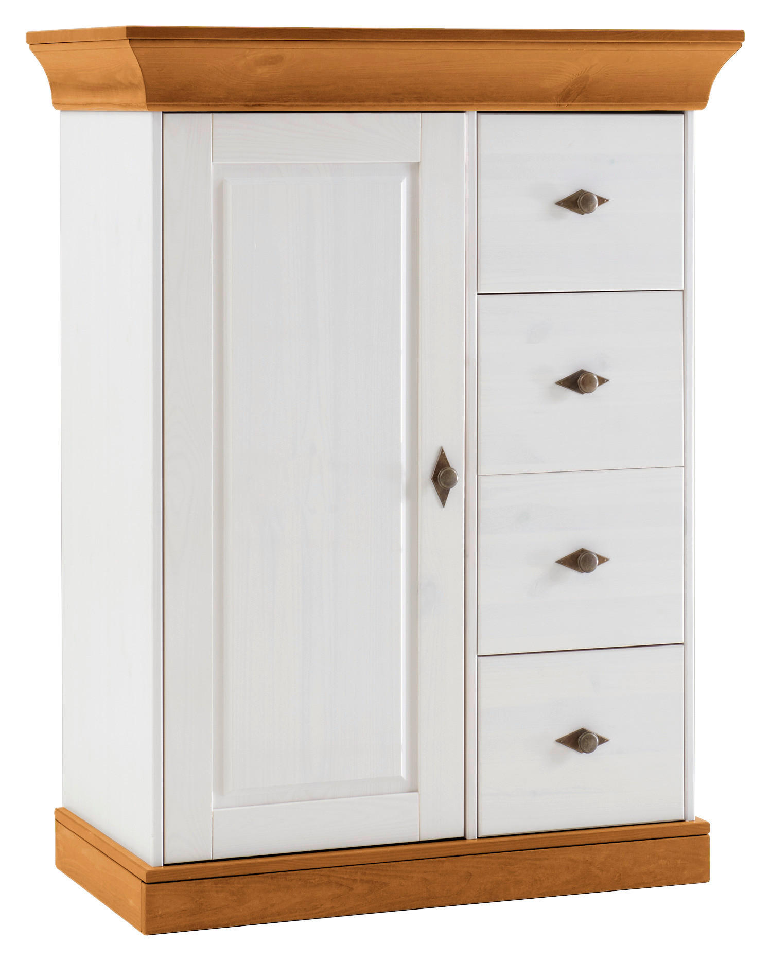 KOMMODE , 88/117/45 cm, 4 Schublade(n)  - Bernsteinfarben/Weiß, ROMANTIK / LANDHAUS, Holz/Metall (88/117/45cm) - Boxxx