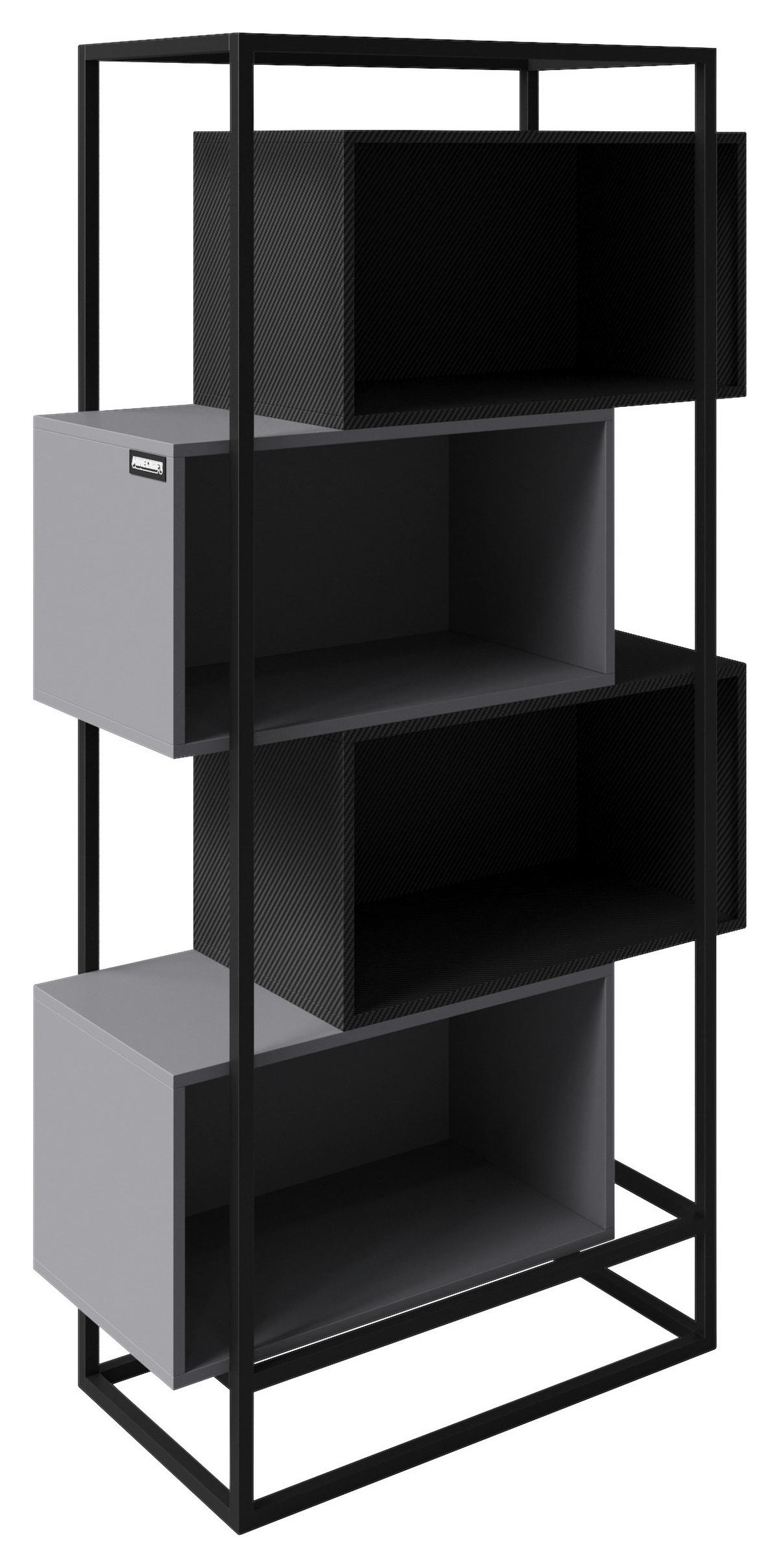 REGAL 70/164/38 cm siva, črna  - siva/črna, Moderno, kovina/leseni material (70/164/38cm) - Minecraft