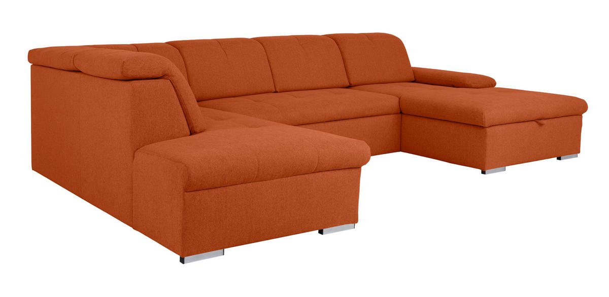 WOHNLANDSCHAFT Terracotta  - Terracotta/Grau, Design, Textil/Metall (173/328/215cm) - MID.YOU