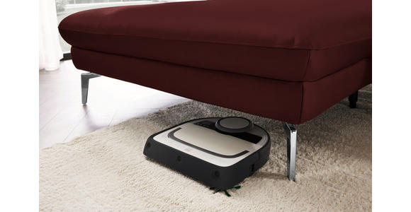 ECKSOFA in Echtleder Beere 157/325 cm - Beere/Schwarz, Design, Leder/Metall (157/325cm) - Dieter Knoll