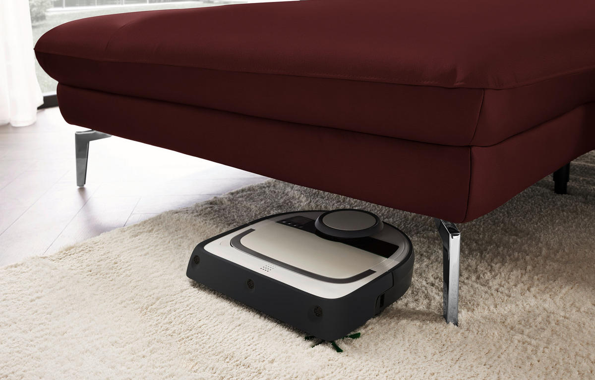 ECKSOFA in Echtleder Beere  - Beere/Schwarz, Design, Leder/Metall (157/325cm) - Dieter Knoll