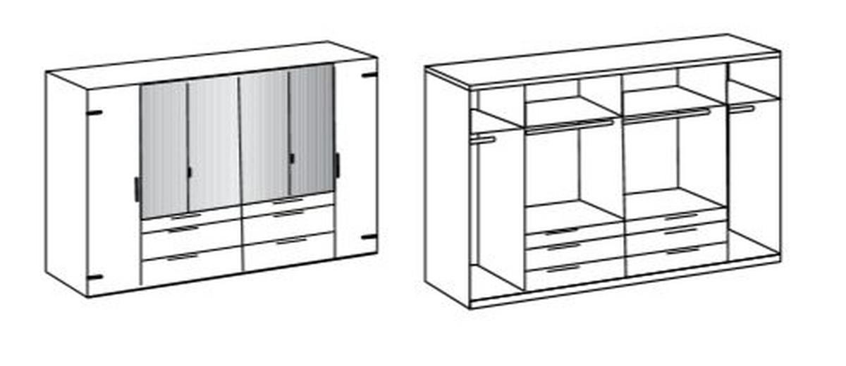 DREHTÜRENSCHRANK 300/216/58 cm 6-türig Eichefarben, Graphitfarben  - Eichefarben/Graphitfarben, Basics, Holzwerkstoff/Metall (300/216/58cm) - MID.YOU