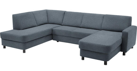 WOHNLANDSCHAFT  in Webstoff Blaugrau  - Blaugrau/Schwarz, Design, Holz/Textil (198/296/165cm) - Xora