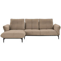 ECKSOFA in Echtleder Hellbraun  - Hellbraun/Schwarz, Natur, Leder (182/277cm) - Valnatura
