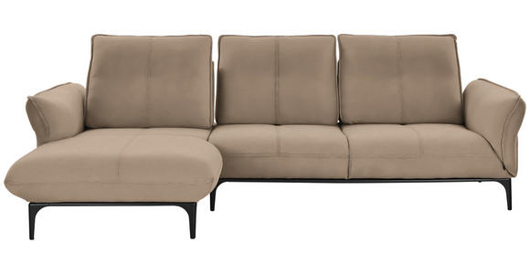 ECKSOFA in Echtleder Hellbraun  - Hellbraun/Schwarz, Natur, Leder (182/277cm) - Valnatura