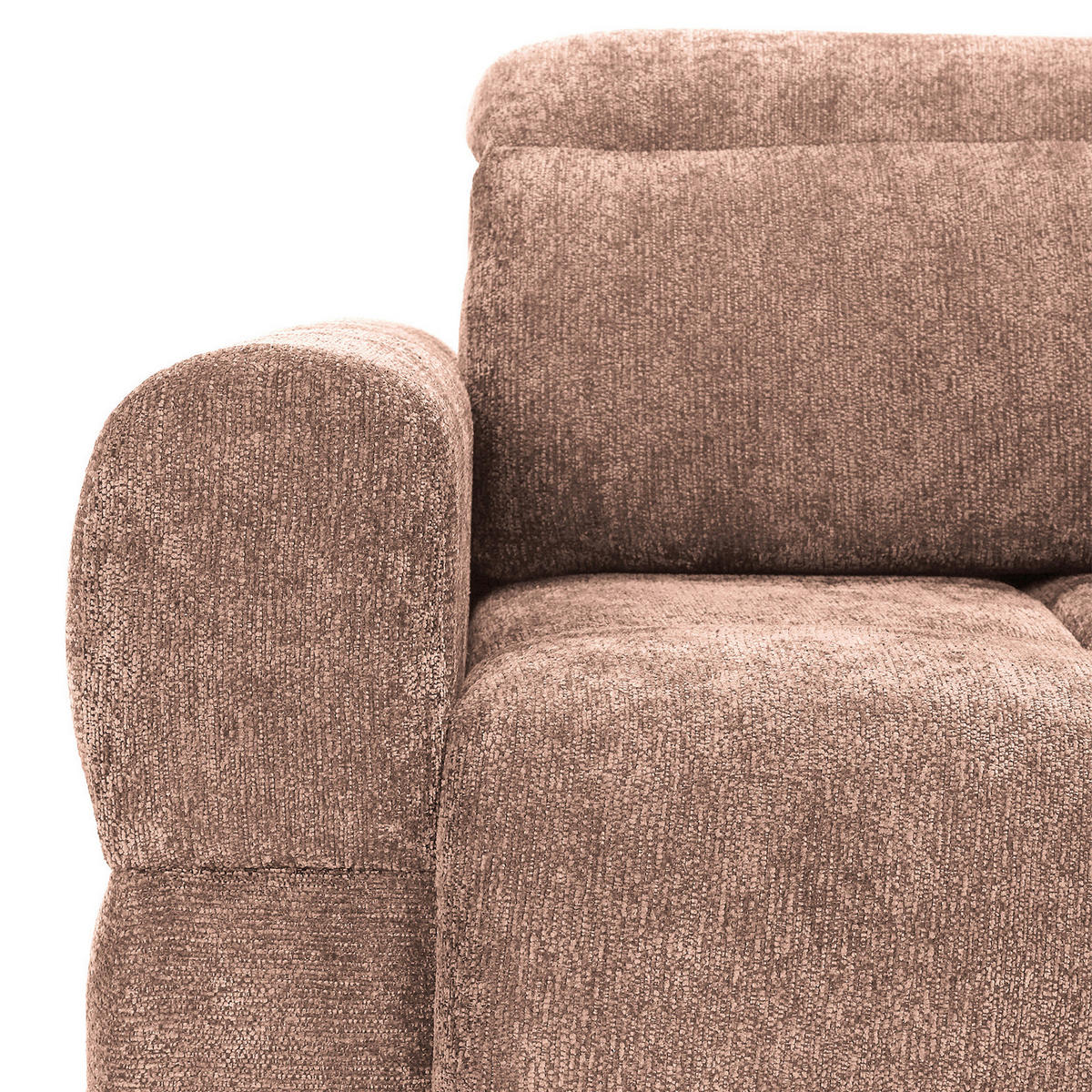 ECKSOFA Altrosa Chenille Bettkasten, Rücken echt, Kopfteilverstellung, Sitztiefenverstellung  - Schwarz/Altrosa, MODERN, Kunststoff/Textil (268/165cm) - Carryhome