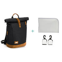 WICKELRUCKSACK Berlin  - Schwarz/Braun, Basics, Leder/Textil (28/16/55cm) - Fillikid