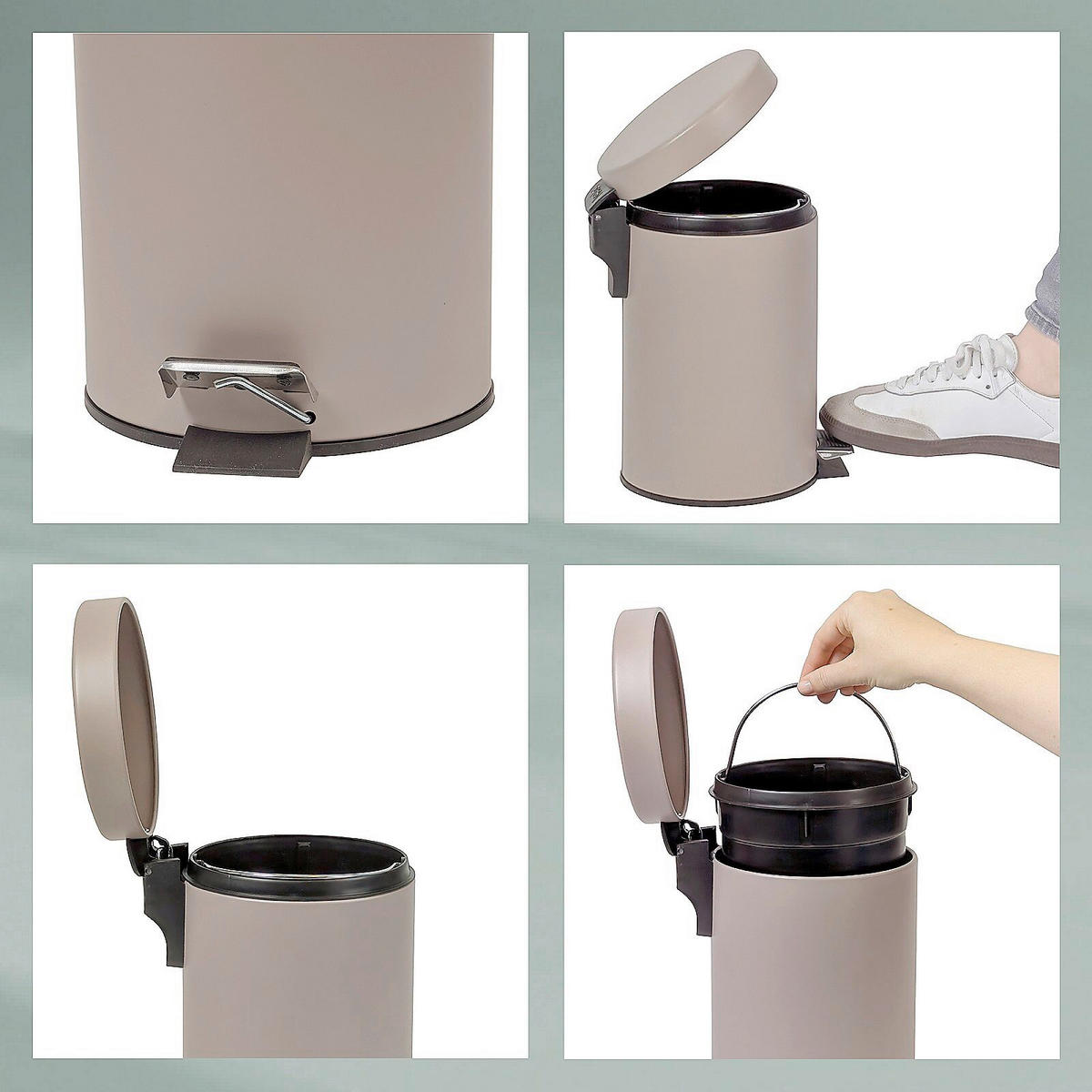 KOSMETIKEIMER MONACO 3 L  - Schwarz/Braun, Basics, Kunststoff/Metall (17/26cm) - Kela