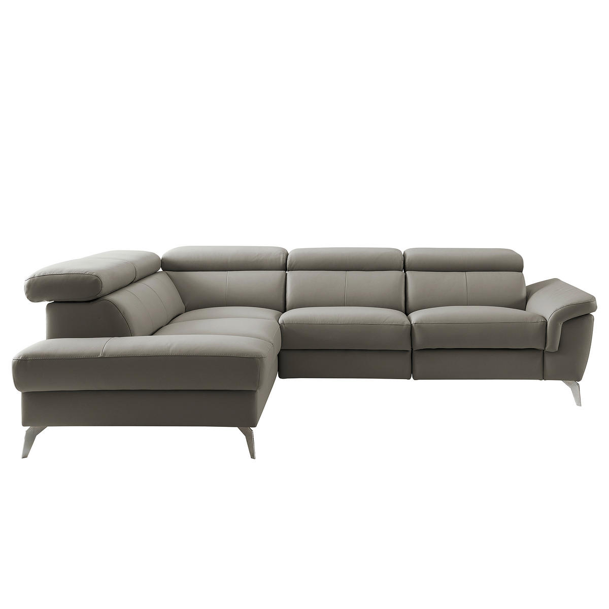 ECKSOFA  in Lederlook Echtleder Schlammfarben  210/265 cm  - Chromfarben/Schlammfarben, Design, Leder/Textil (210/265cm) - Livetastic
