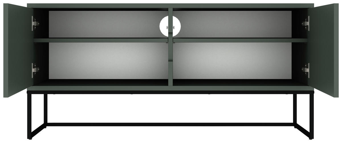 LOWBOARD Lipp  in 118/57/43 cm  - Dunkelgrün/Schwarz, Design, Holzwerkstoff/Metall (118/57/43cm)