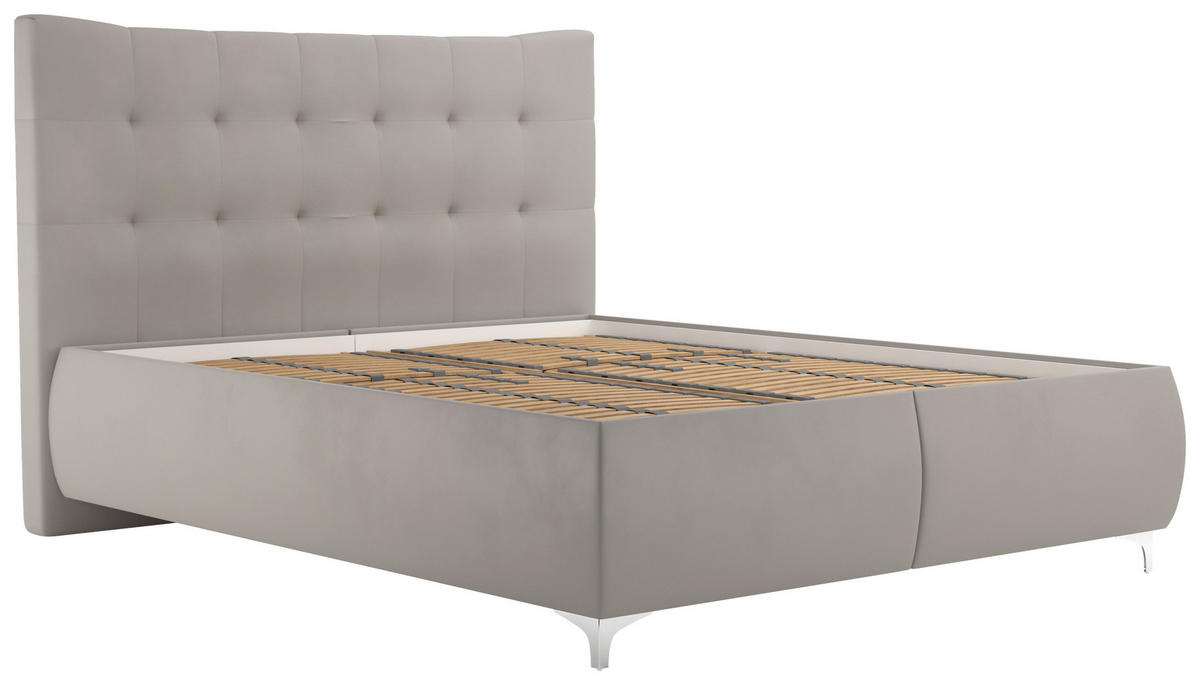 KÁRPITOZOTT ÁGY 160/200 cm  ezüst  - ezüst, Modern, műanyag/faalapú anyag (160/200cm) - Cantus
