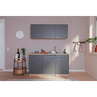 MINIKÜCHE 150 cm   in Grau, Eichefarben  - Eichefarben/Grau, Basics, Holzwerkstoff (150cm) - Respekta
