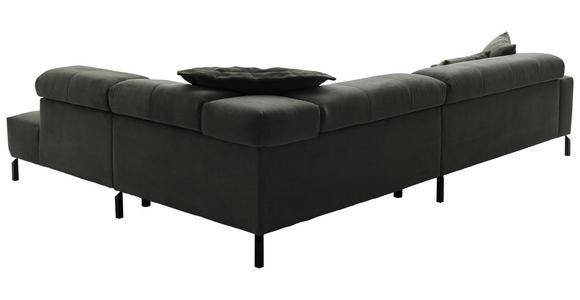 ECKSOFA in Feincord Olivgrün  - Schwarz/Olivgrün, KONVENTIONELL, Textil/Metall (311/219cm) - Hom`in