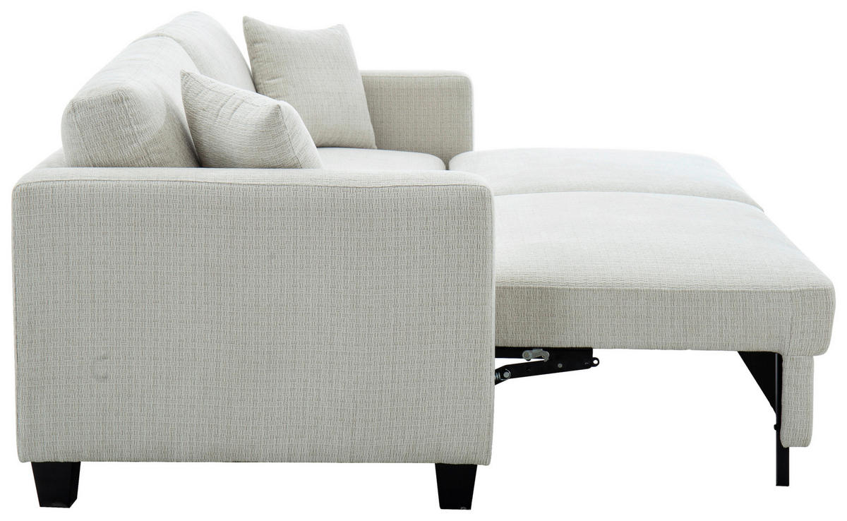 SCHLAFSOFA NOLA in Leinenoptik Beige  - Beige/Schwarz, Design, Holz/Textil (220,5/86/96cm) - Livetastic