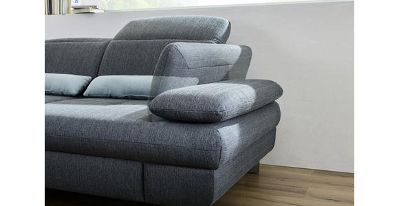 Wohnlandschaft inkl.Funktionen Grau, Hellblau Webstoff - Alufarben/Grau, KONVENTIONELL, Textil/Metall (216/286cm) - Cantus