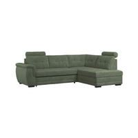 ECKSOFA FALCO NEW Grün Mikrofaser, Struktur Bettkasten, Kopfstütze  - Schwarz/Grün, KONVENTIONELL, Kunststoff/Textil (251/183cm) - MID.YOU