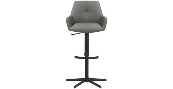 BARHOCKER Echtleder Anthrazit Eisen Sitzfläche 360° drehbar, inklusive Armlehnen - Anthrazit/Schwarz, Design, Leder/Metall (55/90-116/53cm) - Novel