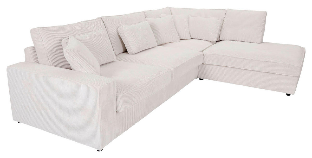 ECKSOFA Naturfarben Cord Zierkissen, Rückenkissen, Rücken echt  - Schwarz/Naturfarben, MODERN, Kunststoff/Textil (307/228cm) - Carryhome