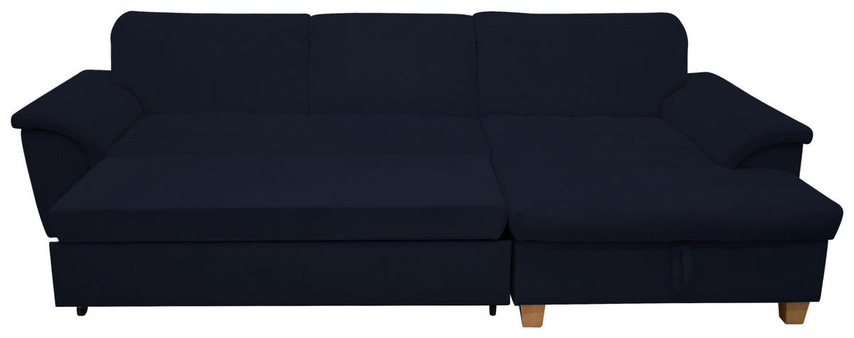 ECKSOFA in Mikrofaser Dunkelblau  279/170 cm  - Eichefarben/Dunkelblau, KONVENTIONELL, Holz/Textil (279/170cm) - MID.YOU