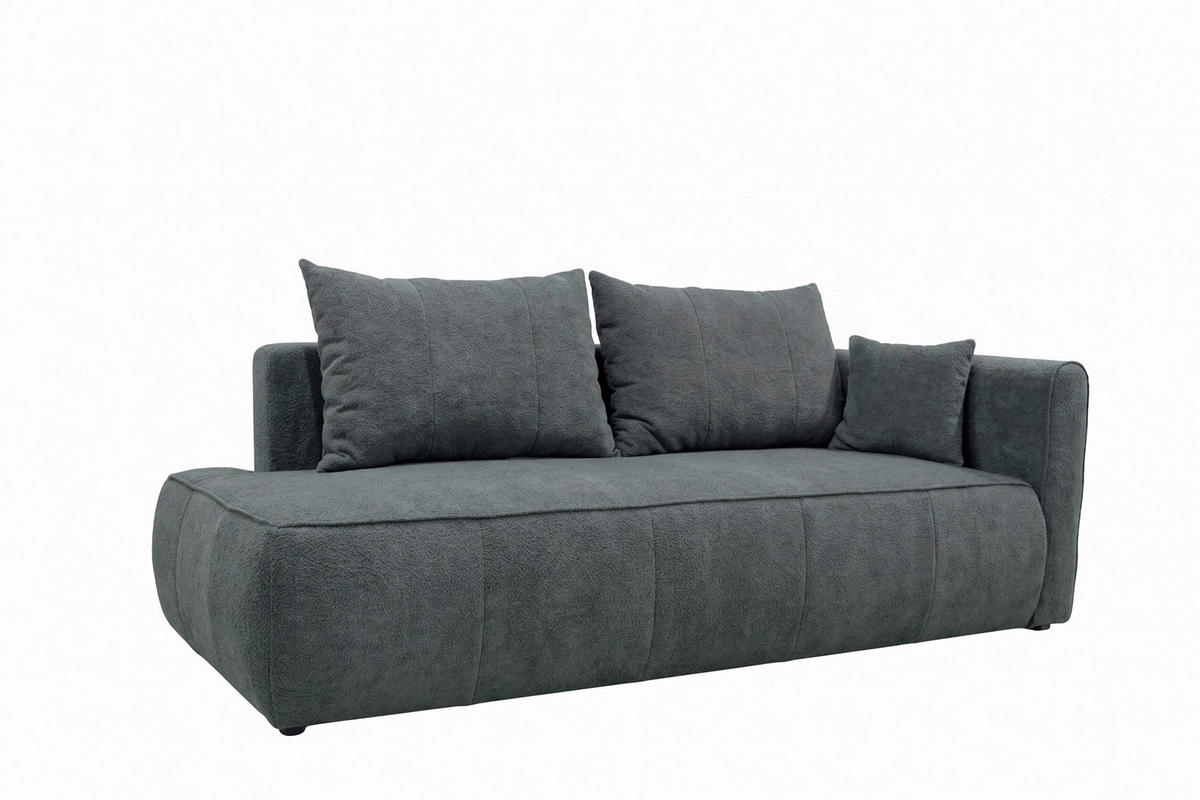 RÉCAMIERE HEVIA in Bouclé Grau  inkl.  - Schwarz/Grau, Design, Kunststoff/Textil (235/97/98cm) - MID.YOU