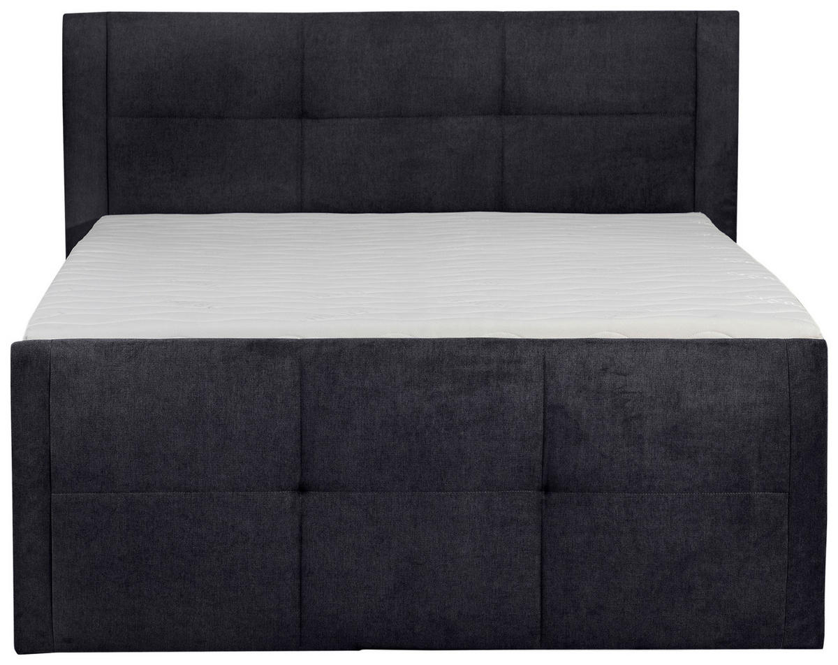 BOXSPRINGBETT 140/200 cm  in Dunkelgrau  - Dunkelgrau/Schwarz, KONVENTIONELL, Kunststoff/Textil (140/200cm) - Boxxx