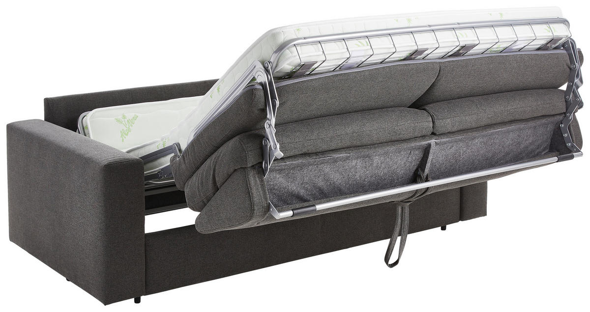 SCHLAFSOFA Webstoff Graphitfarben  - Schwarz/Graphitfarben, KONVENTIONELL, Kunststoff/Textil (198/84/98cm) - Novel