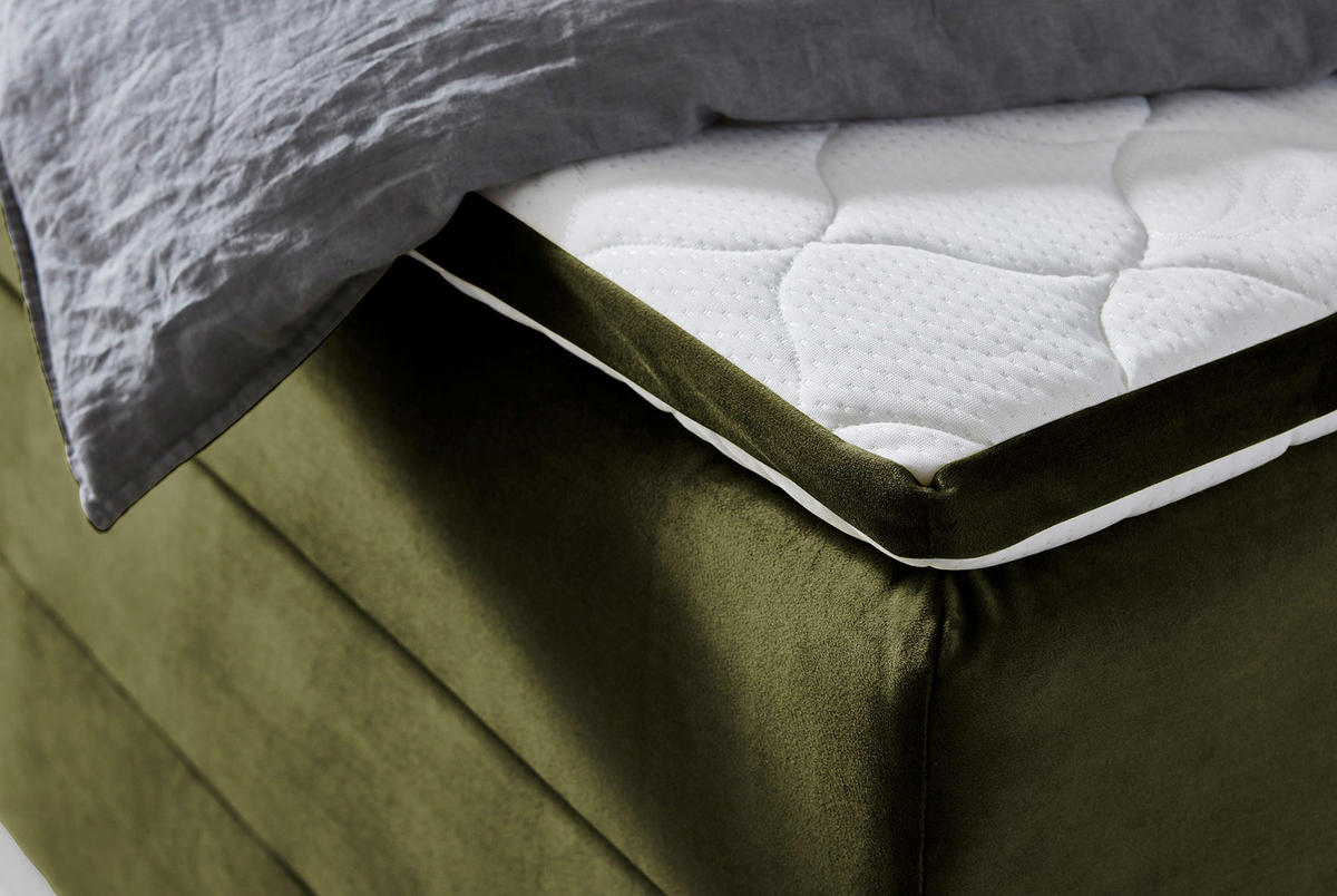 BOXSPRING KREVET     - zelena/crna, Moderno, tekstil/plastika (180/200cm)