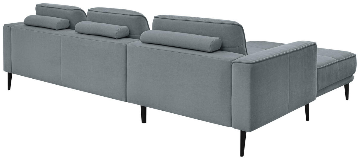 ECKSOFA Blaugrau Flachgewebe  - Blaugrau/Schwarz, KONVENTIONELL, Textil/Metall (193/279cm) - SetOne by Musterring