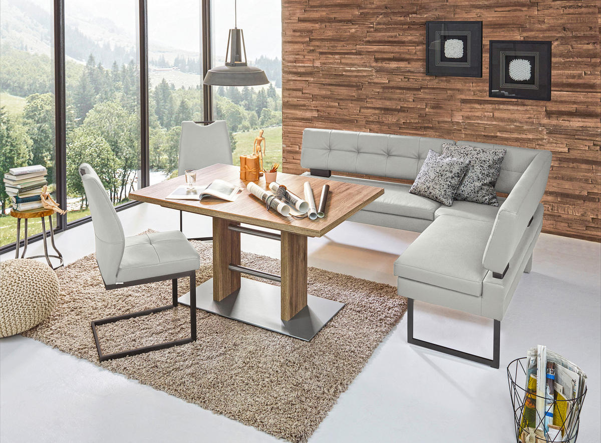 ECKBANK 200/158 cm  in Hellgrau  - Hellgrau/Schwarz, Design, Textil/Metall (200/158cm) - Dieter Knoll