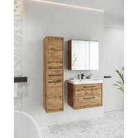 BADEZIMMER 4-teilig  in 90 cm  - Eiche Wotan/Schwarz, LIFESTYLE, Keramik/Holzwerkstoff (90cm) - P & B