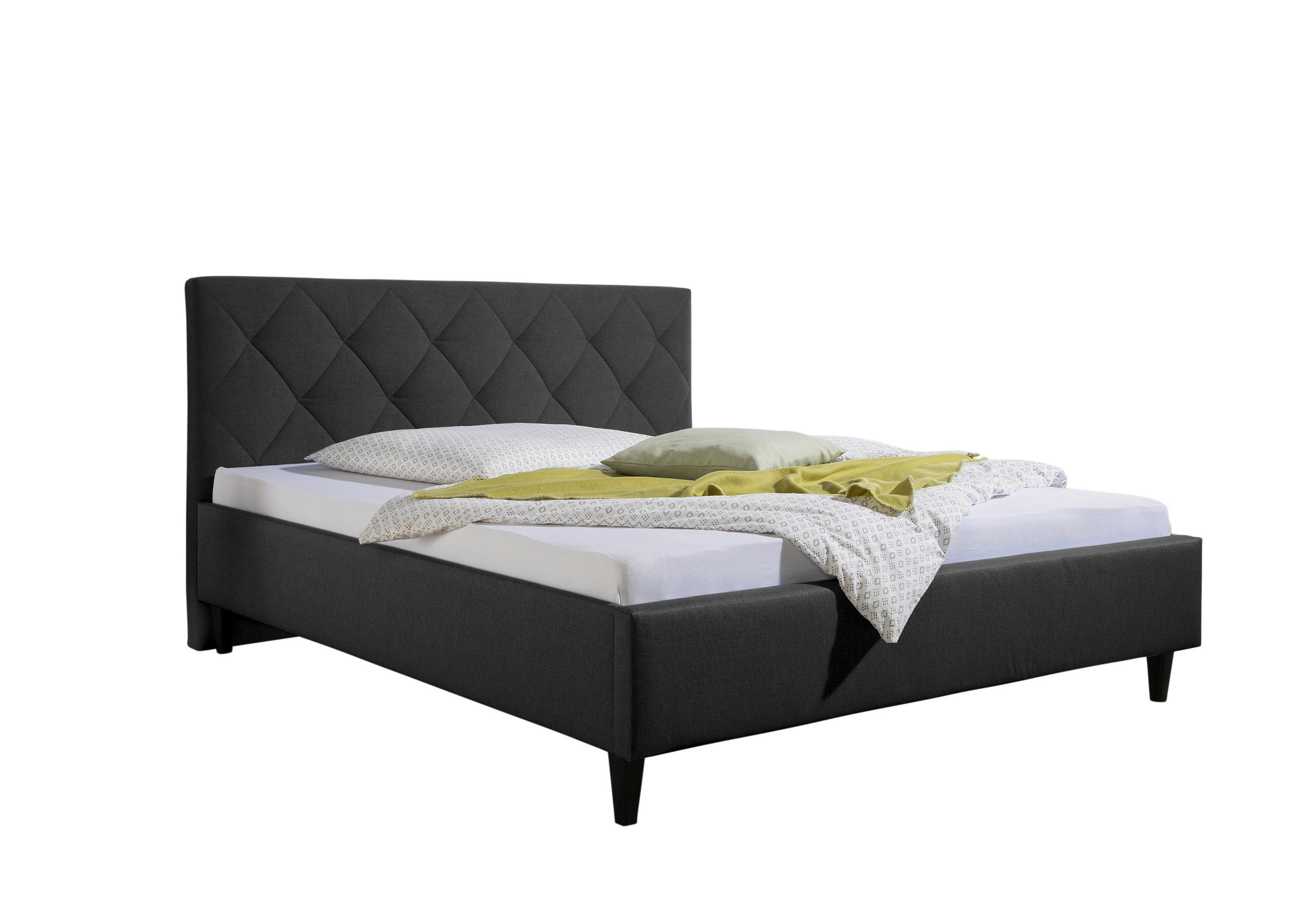 POLSTERBETT 200/200 cm,  in Anthrazit,  - Anthrazit/Schwarz, MODERN, Holz/Textil (200/200cm) - Livetastic