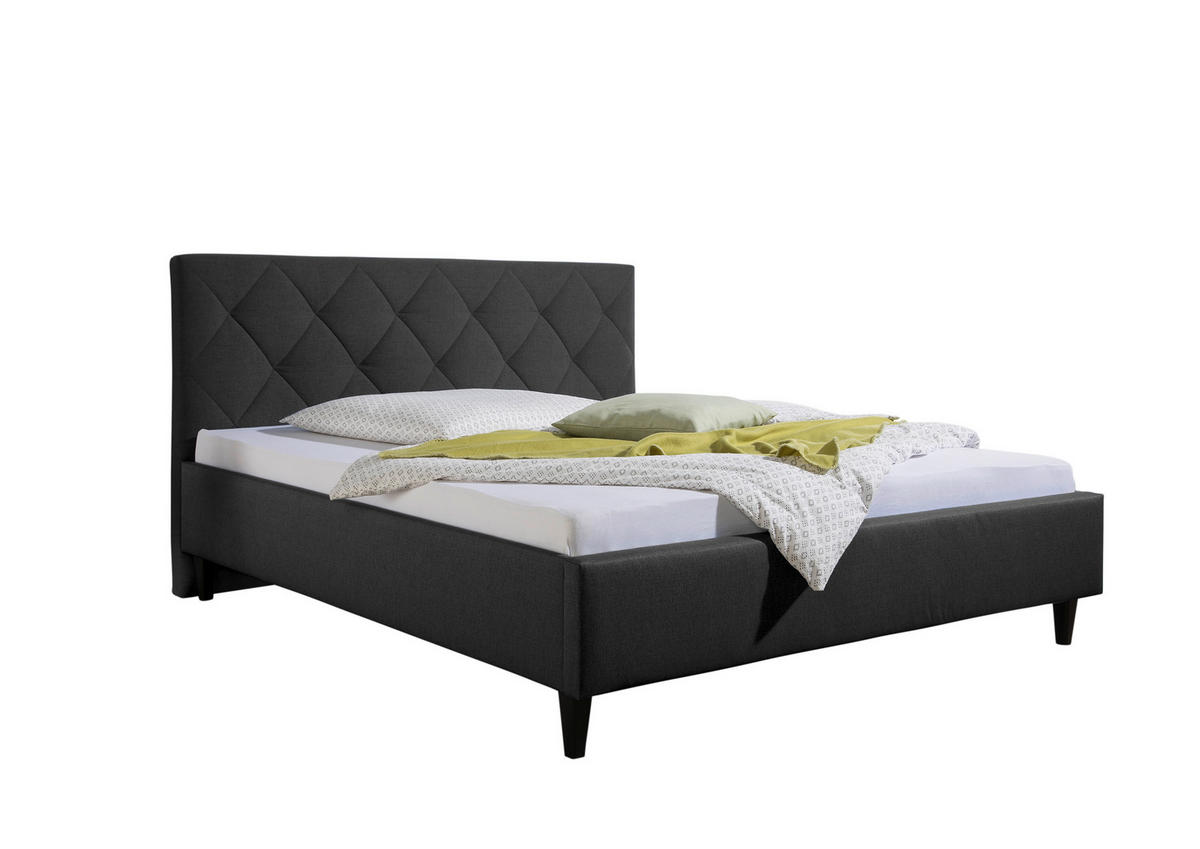 POLSTERBETT 200/200 cm,  in Anthrazit,  - Anthrazit/Schwarz, MODERN, Holz/Textil (200/200cm) - Livetastic