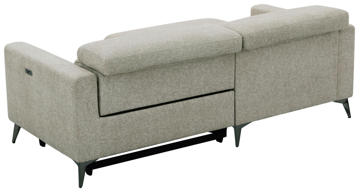 ECKSOFA Beigebraun Chenille  - Chromfarben/Beigebraun, Design, Textil/Metall (173/218cm) - Carryhome