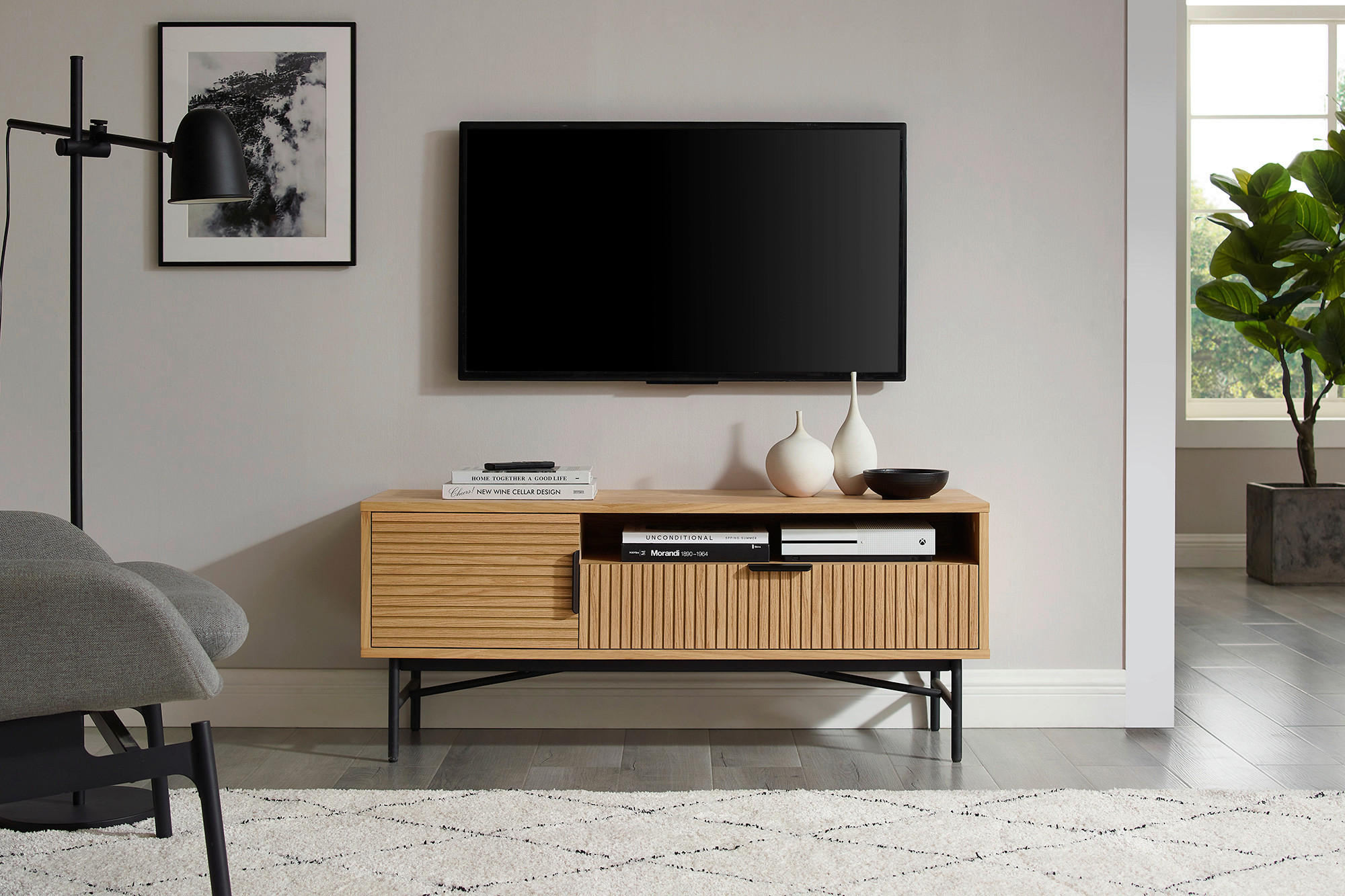LOWBOARD  in 120/50/40 cm  - Eichefarben/Schwarz, Design, Holz/Holzwerkstoff (120/50/40cm) - Livetastic
