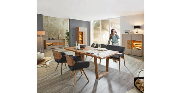 TV-ELEMENT Kerneiche massiv Eichefarben, Fango - Fango/Eichefarben, Design, Glas/Holz (223/52/49cm) - Valnatura