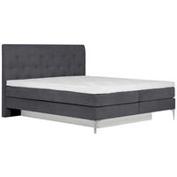 BOXSPRINGBETT 180/200 cm  in Dunkelgrau  - Chromfarben/Dunkelgrau, Design, Textil/Metall (180/200cm) - Welnova