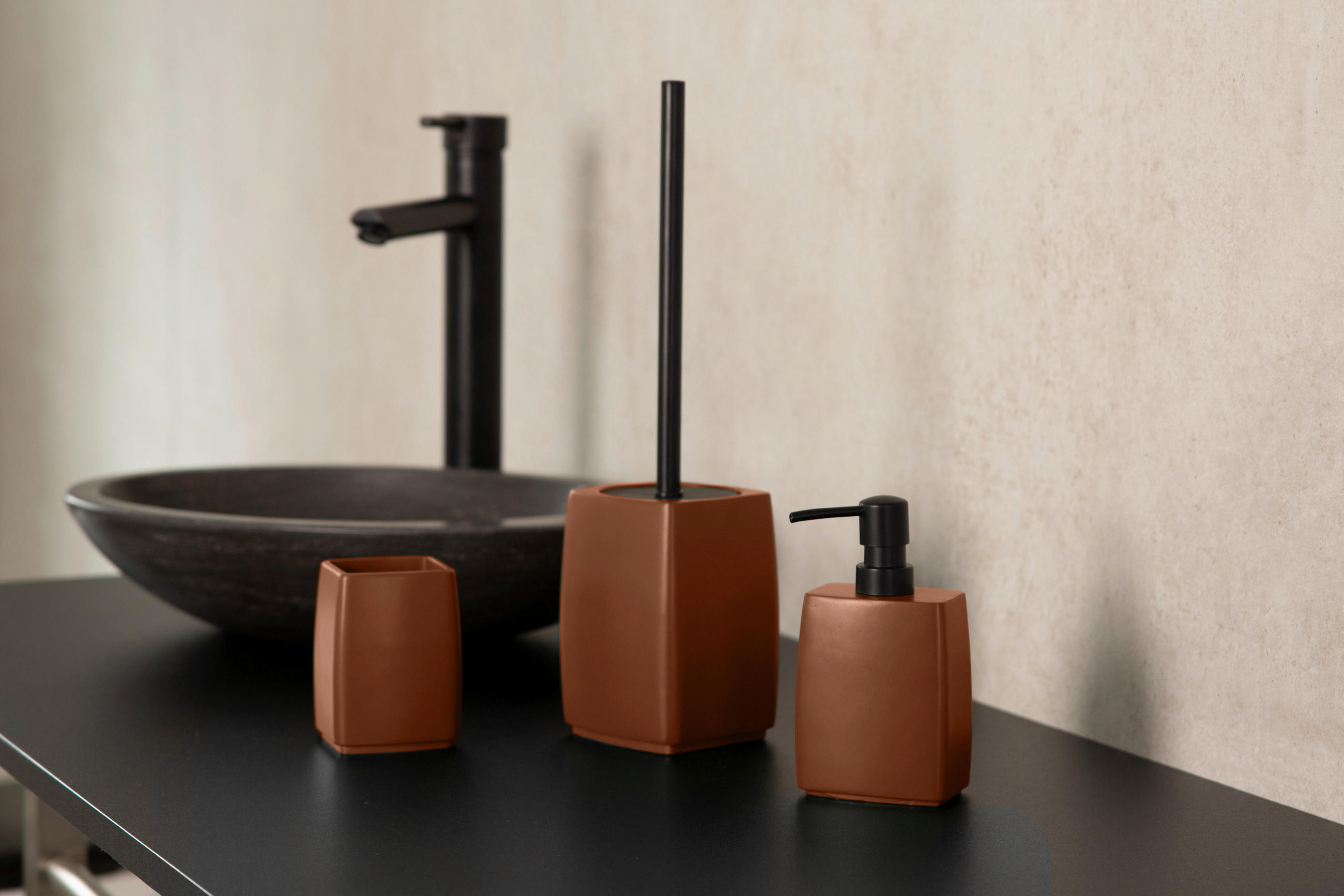 ZAHNPUTZBECHER Kunststoff  - Cognac, Basics, Kunststoff (7,9/11/7,9cm) - Sadena