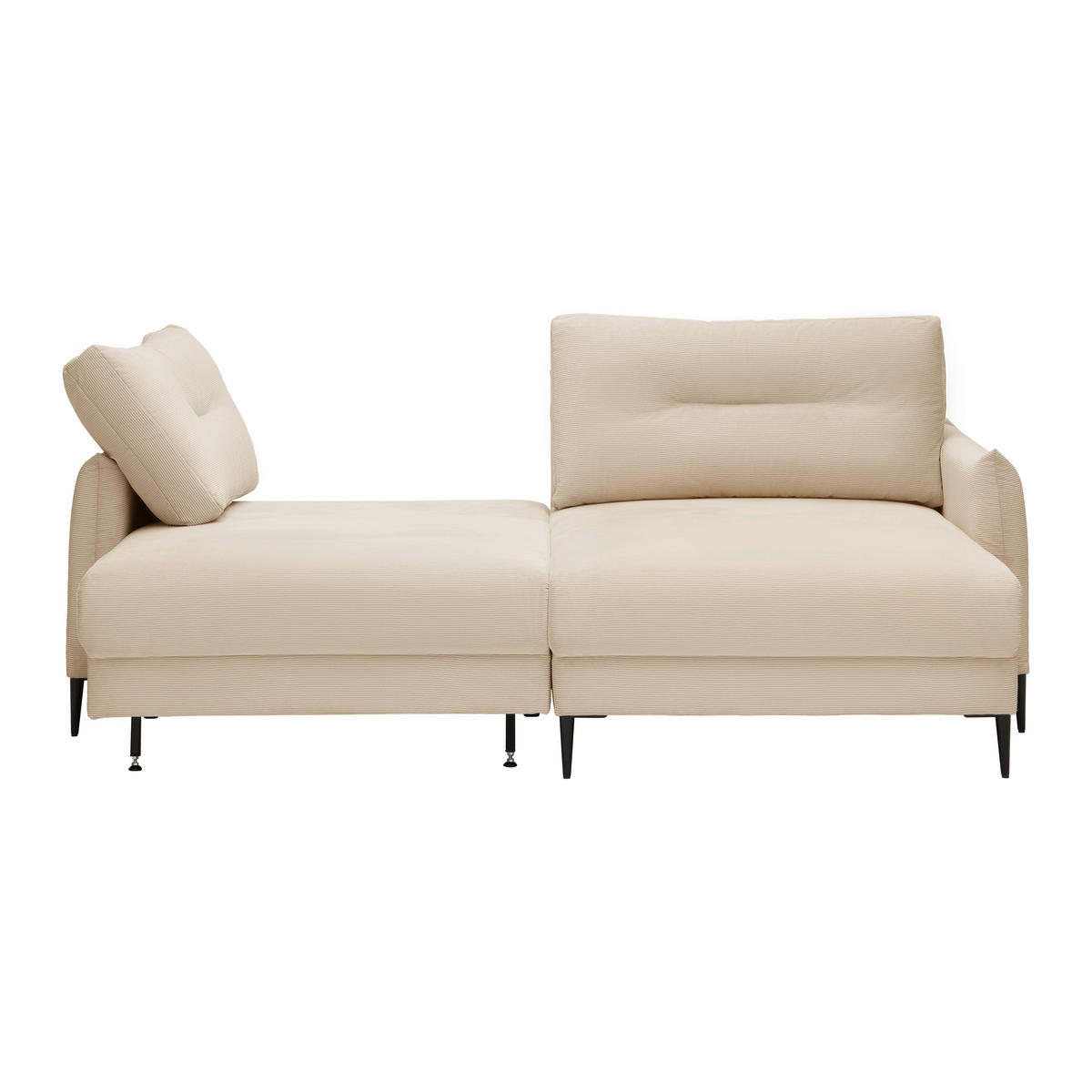 ECKSOFA Cord Beige  - Beige/Schwarz, Modern, Textil/Metall (221/142cm) - MID.YOU