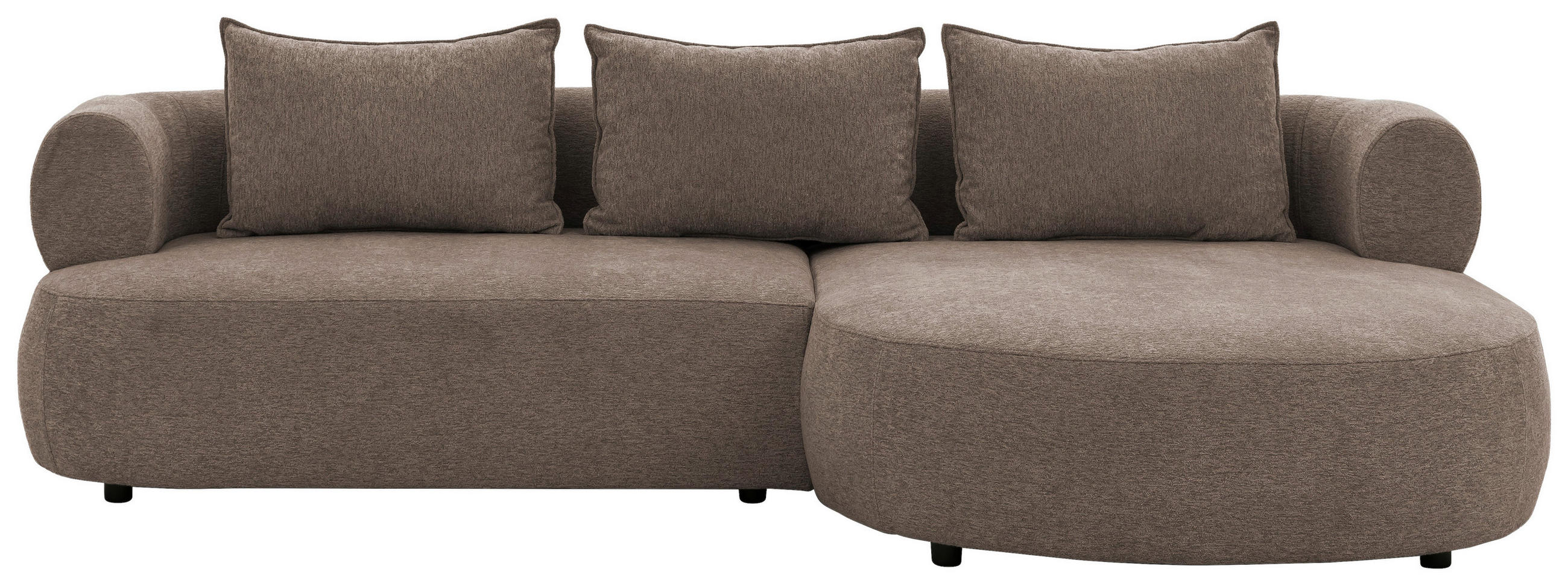 ECKSOFA in Chenille Braun 256/156 cm - Schwarz/Braun, Design, Kunststoff/Textil (256/156cm) - Livetastic