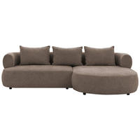 ECKSOFA in Chenille Braun  256/156 cm  - Schwarz/Braun, Design, Kunststoff/Textil (256/156cm) - Livetastic
