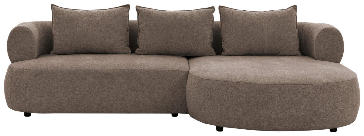 ECKSOFA in Chenille Braun  256/156 cm  - Schwarz/Braun, Design, Kunststoff/Textil (256/156cm) - Livetastic