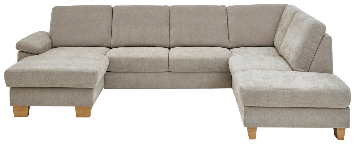 WOHNLANDSCHAFT Beldomo System in Flachgewebe Beige  - Eichefarben/Beige, KONVENTIONELL, Holz/Textil (167/316/235cm) - Beldomo System