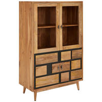 HIGHBOARD  in 95/147/45 cm  - Schwarz/Naturfarben, MODERN, Glas/Holz (95/147/45cm) - Livetastic