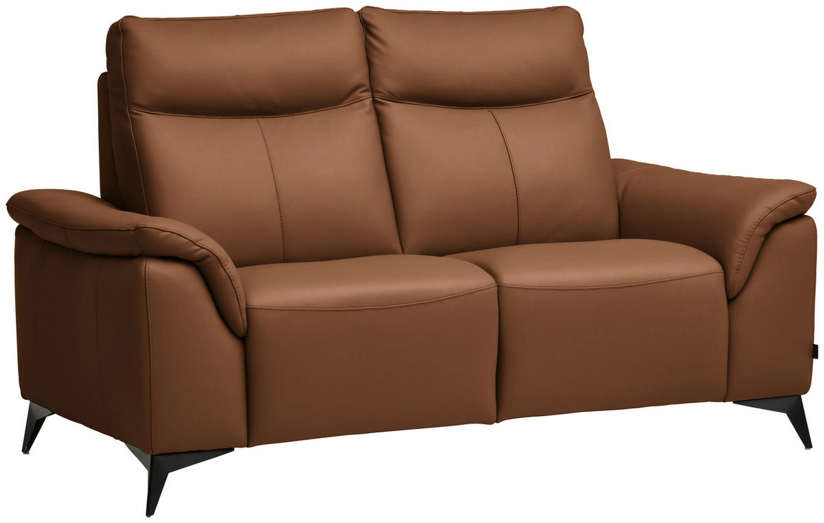 2-SITZER-SOFA  in Echtleder Cognac   - Cognac/Schwarz, Design, Leder/Metall (176/105/98cm) - Belluti